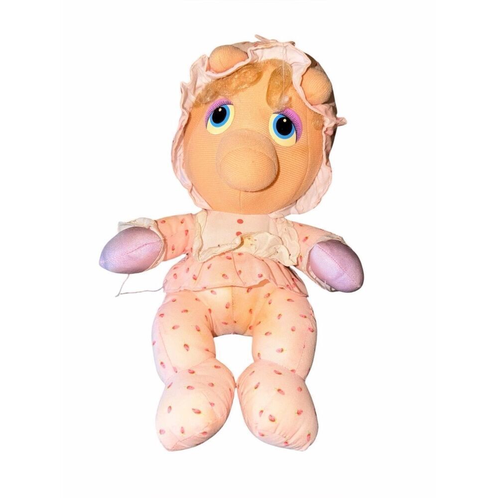 Vintage 1984 Muppet Babies Miss Piggy Plush Hasbro Softies Doll Pampers